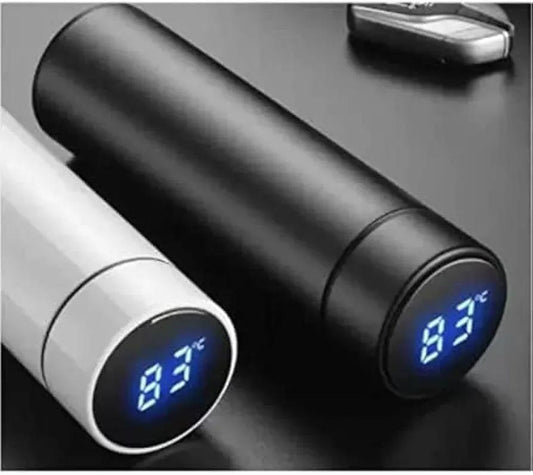 1 Pc Black Stainless Steel Temperature Water Bottle - Perfect For Gym