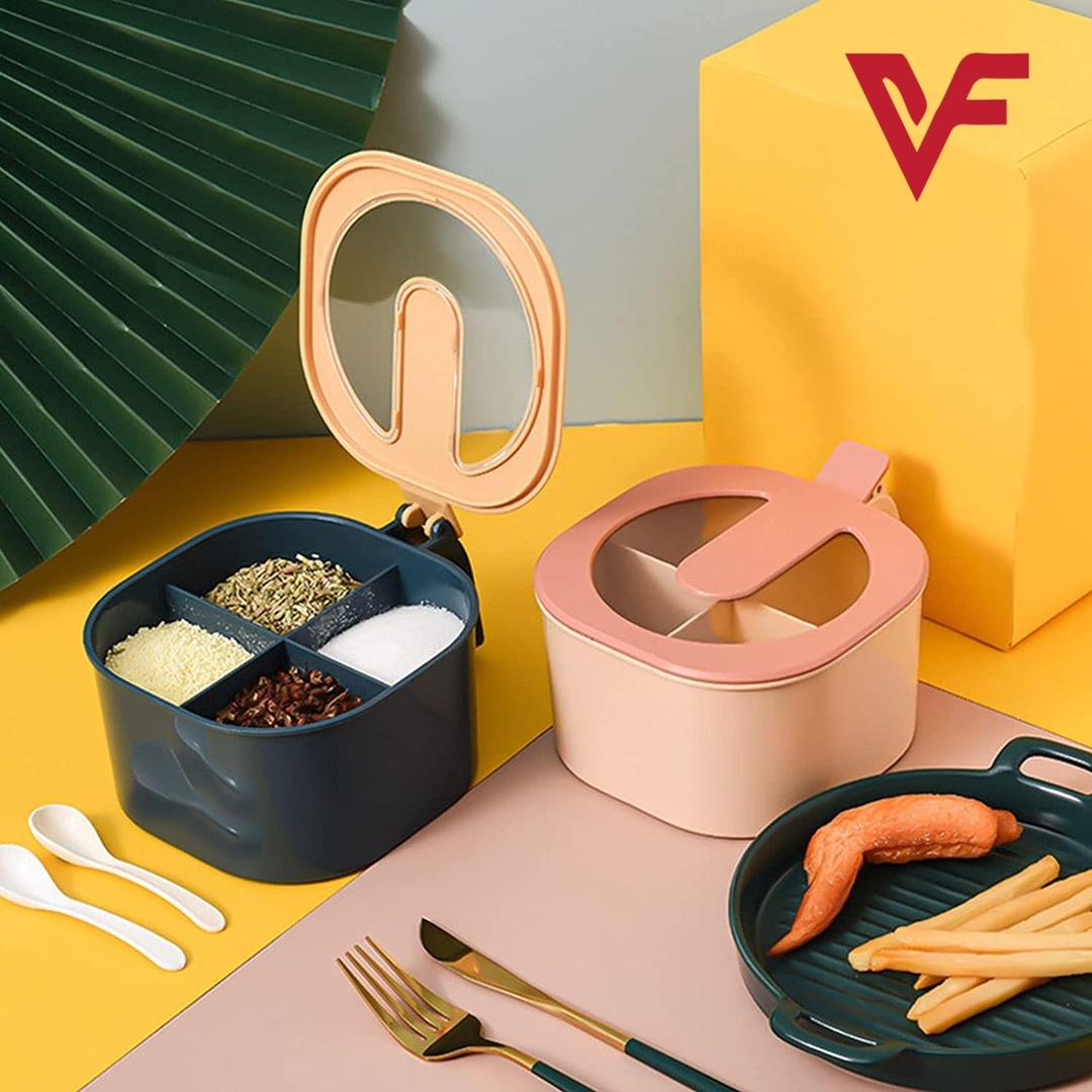 4 In 1 Spice Boc With Spoons- Easy to Use and Durable Materials for Enhanced Organization