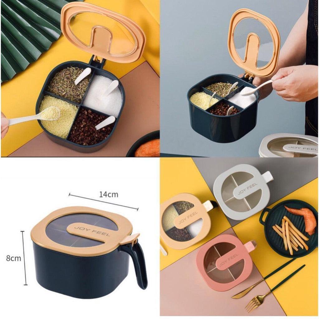 4 In 1 Spice Boc With Spoons- Easy to Use and Durable Materials for Enhanced Organization