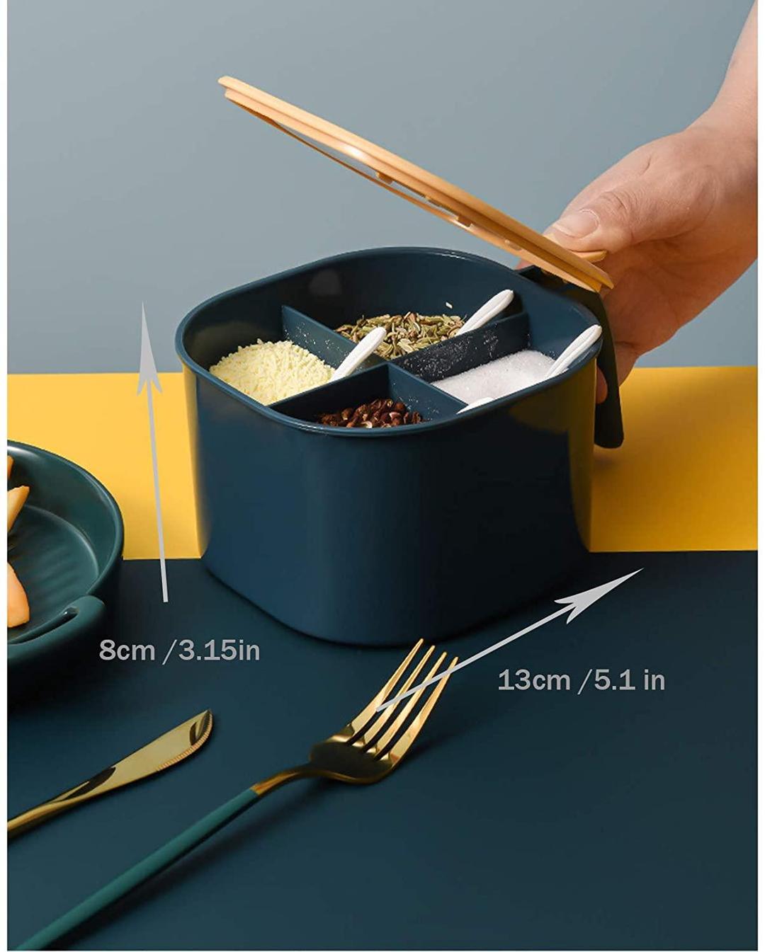 4 In 1 Spice Boc With Spoons- Easy to Use and Durable Materials for Enhanced Organization