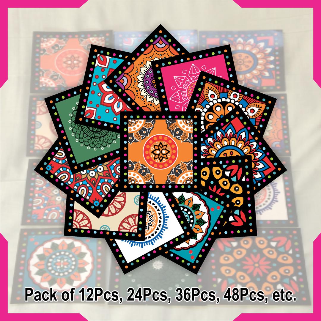 Beautiful Calligraphy Wall Tile Stickers - 12 Pcs Self-Adhesive Decor