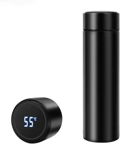 1 Pc Black Stainless Steel Temperature Water Bottle - Perfect For Gym