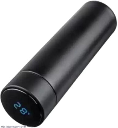 1 Pc Black Stainless Steel Temperature Water Bottle - Perfect For Gym